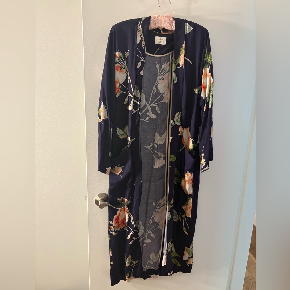 Wilfred Navy Floral Kimono Robe